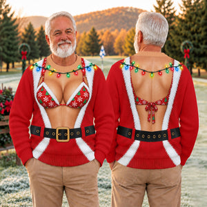 Santa Coat Bikini Ugly Christmas Sweater, Christmas Sweater Gift, Golf Lover Gifts