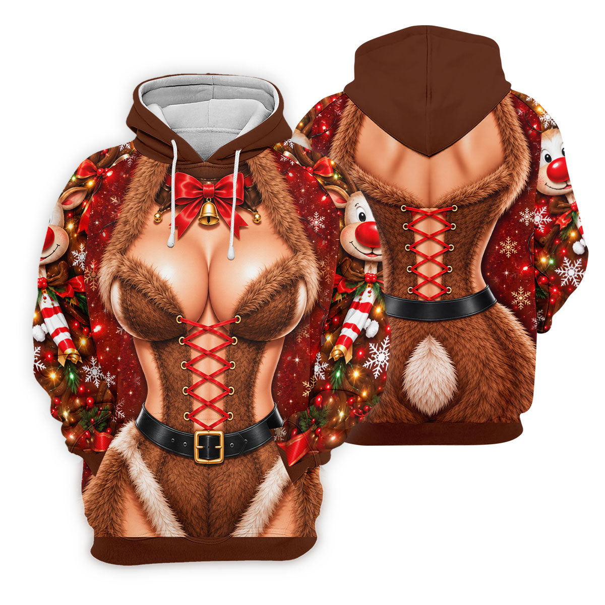 Reindeer Fur Lace Corset Christmas Golf Shirt, Golf Shirts For Men, Mens Golf Polo