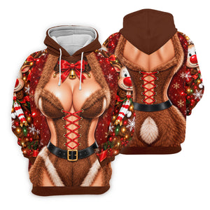 Reindeer Fur Lace Corset Christmas Golf Shirt, Golf Shirts For Men, Mens Golf Polo