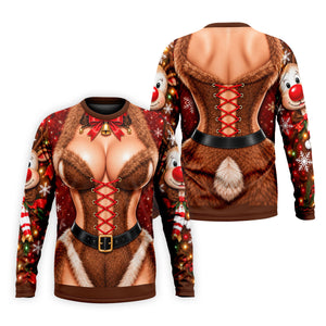 Reindeer Fur Lace Corset Christmas Golf Shirt, Golf Shirts For Men, Mens Golf Polo