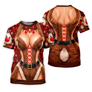 Reindeer Fur Lace Corset Christmas Golf Shirt, Golf Shirts For Men, Mens Golf Polo