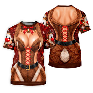 Reindeer Fur Corset Christmas Golf Shirt, Golf Gifts For Women, Womens Golf Apparel