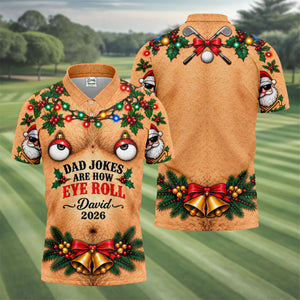 Funny Dad Jokes Eye Roll Christmas Golf Shirt, Golf Gifts For Men, Mens Golf Shirts