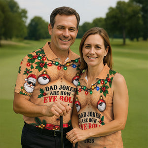 Funny Dad Jokes Eye Roll Christmas Golf Shirt, Golf Gifts For Men, Mens Golf Shirts