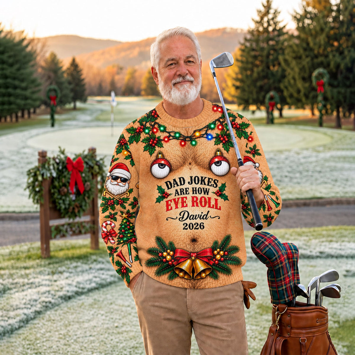Dad Jokes Eye Roll Ugly Christmas Sweater, Christmas Gifts, Christmas Party Outfit