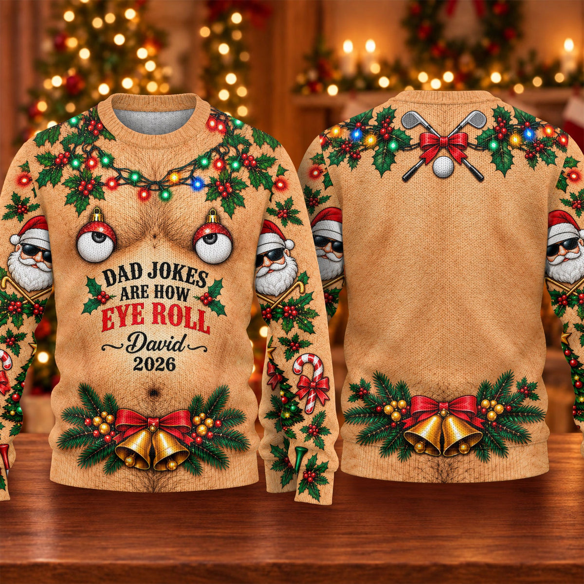Dad Jokes Eye Roll Ugly Christmas Sweater, Christmas Gifts, Christmas Party Outfit
