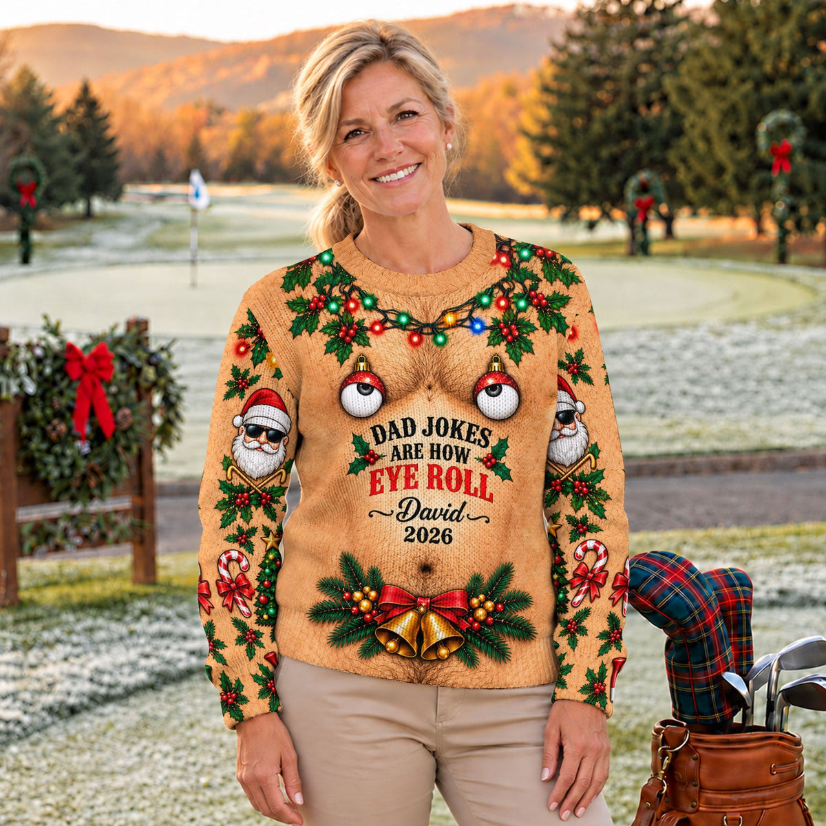 Dad Jokes Eye Roll Ugly Christmas Sweater, Christmas Gifts, Christmas Party Outfit