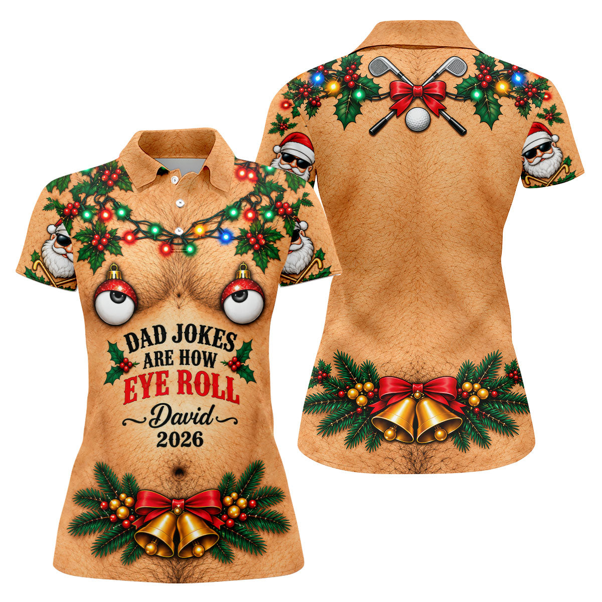 Funny Dad Jokes Eye Roll Christmas Golf Shirt, Ladies Golf Shirts, Ladies Golf Tops