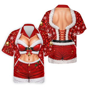 Santa Belt Bikini Abs Christmas Golf Shirt, Golf Gifts For Men, Mens Golf Apparel