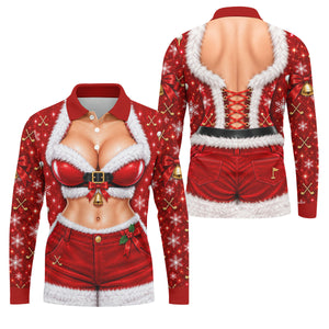 Santa Belt Bikini Abs Christmas Golf Shirt, Golf Gifts For Men, Mens Golf Apparel