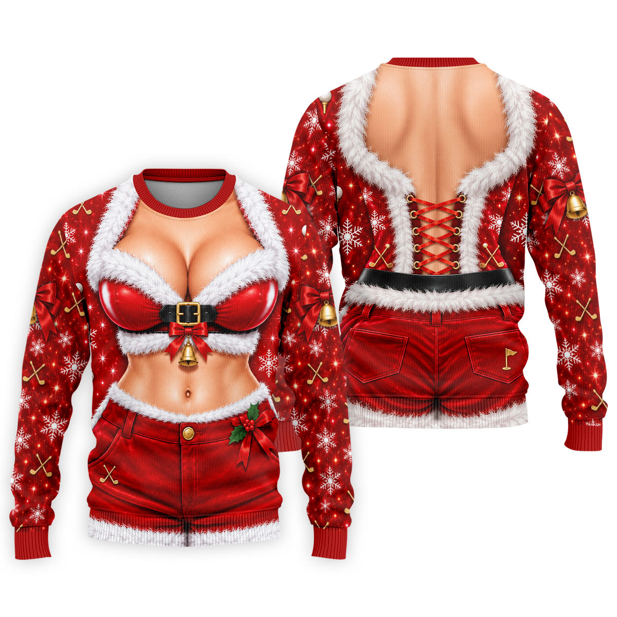Santa Belt Bikini Abs Christmas Golf Shirt, Golf Gifts For Men, Mens Golf Apparel