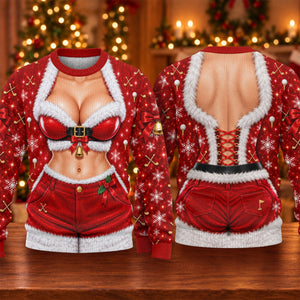 Santa Belt Bikini Ugly Christmas Sweater, Christmas Party Outfit, Golf Lover Gifts