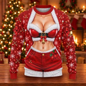Santa Belt Bikini Ugly Christmas Sweater, Christmas Party Outfit, Golf Lover Gifts