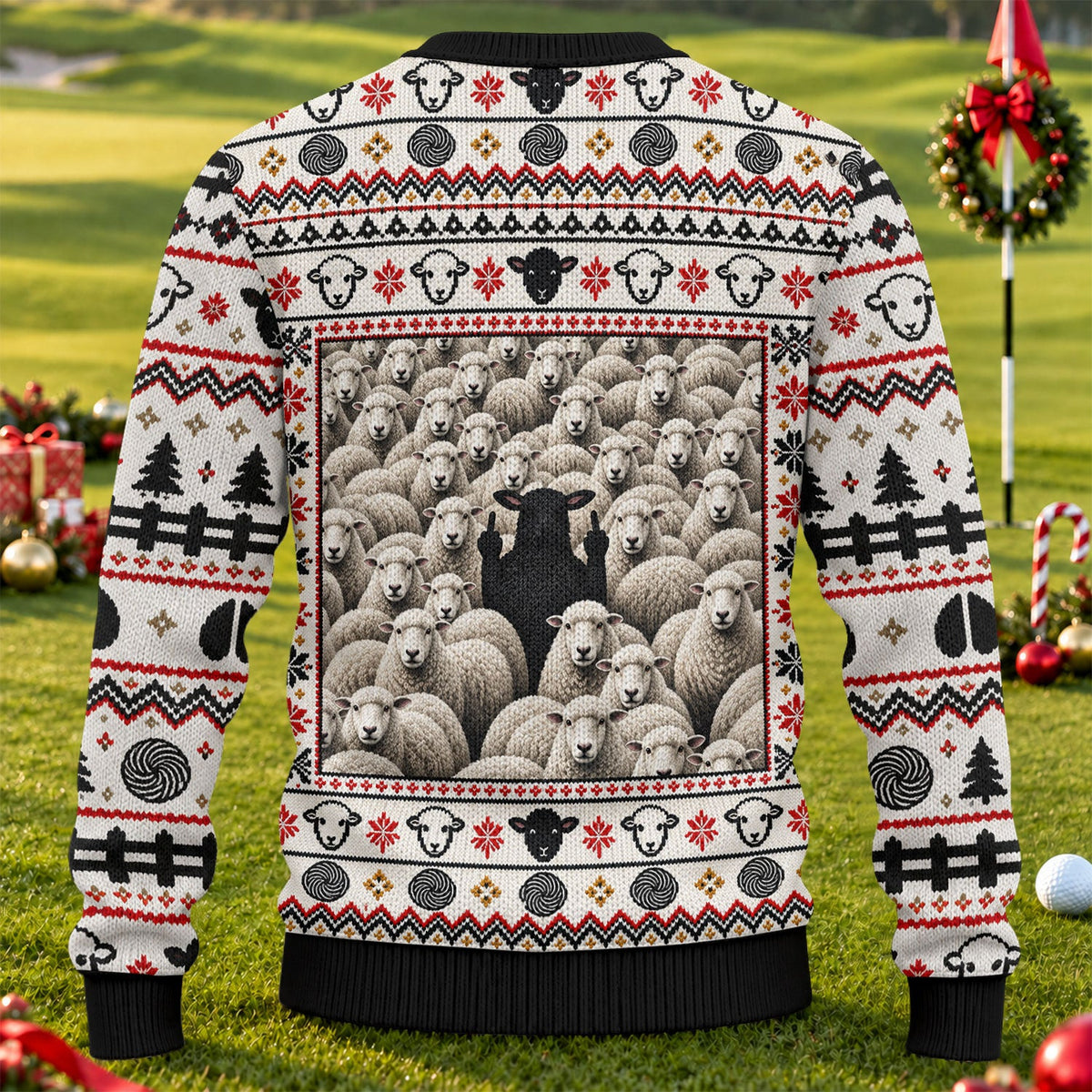 Black Sheep Fair Isle Ugly Christmas Sweater, Funny Christmas Outfit, Christmas Gifts