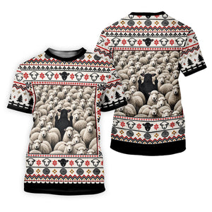 Black Sheep Fair Isle Christmas Golf Shirt, Ladies Golf Apparel, Golf Gifts For Women