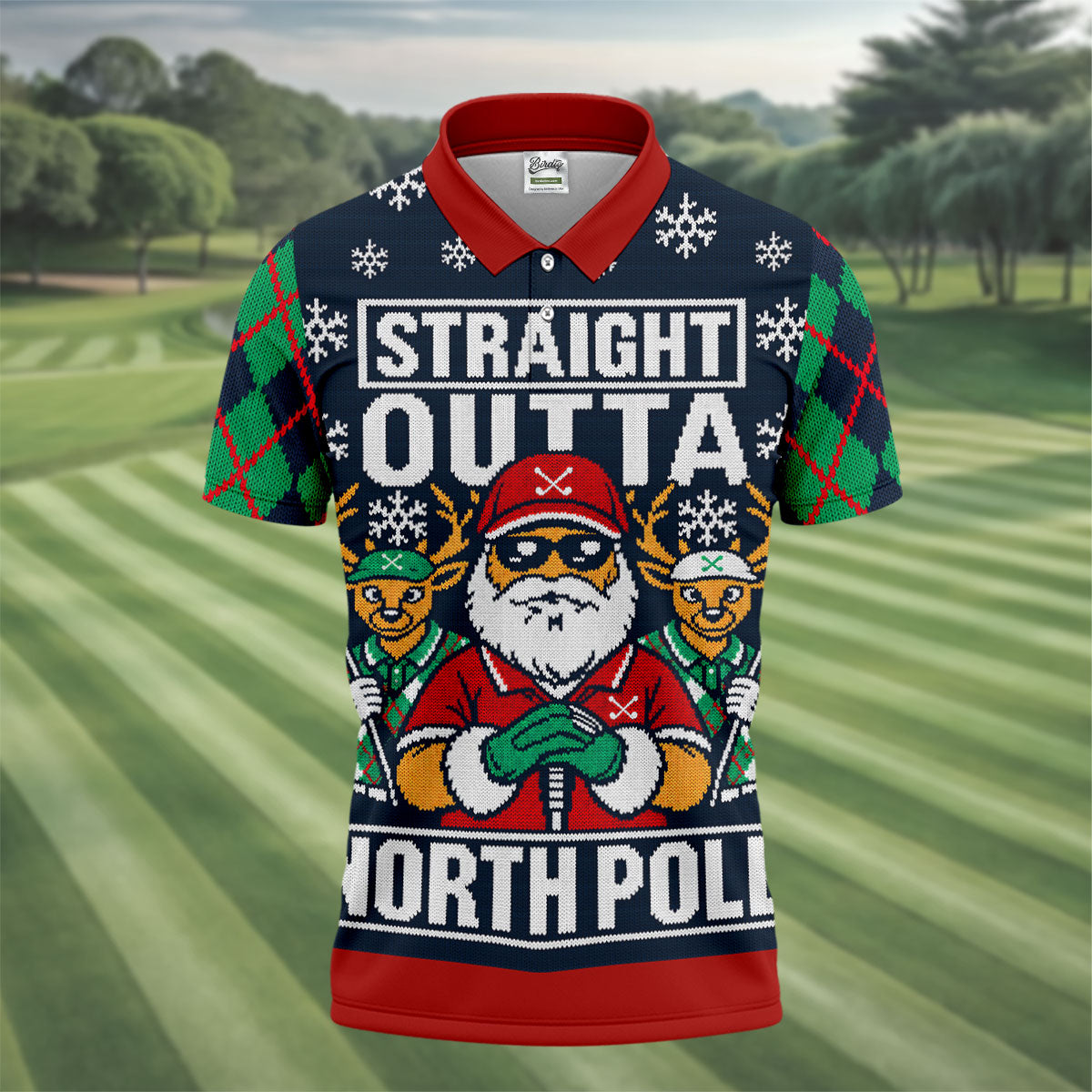 Straight Outta North Pole Christmas Golf Shirt, Mens Golf Apparel, Mens Golf Clothing