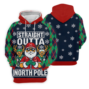 Straight Outta North Pole Christmas Golf Shirt, Mens Golf Apparel, Mens Golf Clothing
