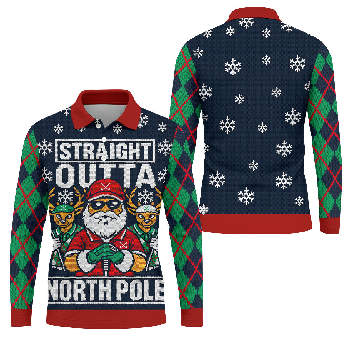 Straight Outta North Pole Christmas Golf Shirt, Mens Golf Apparel, Mens Golf Clothing