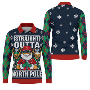 Straight Outta North Pole Christmas Golf Shirt, Mens Golf Apparel, Mens Golf Clothing