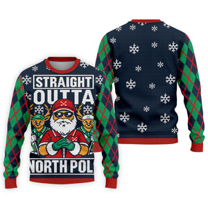 Straight Outta North Pole Christmas Golf Shirt, Mens Golf Apparel, Mens Golf Clothing