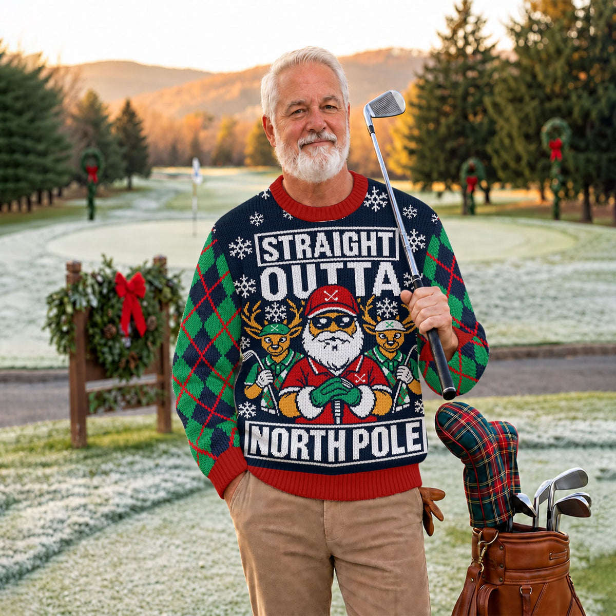 Straight Outta North Pole Ugly Christmas Sweater, Christmas Gifts, Golf Lover Gifts