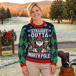 Straight Outta North Pole Ugly Christmas Sweater, Christmas Gifts, Golf Lover Gifts