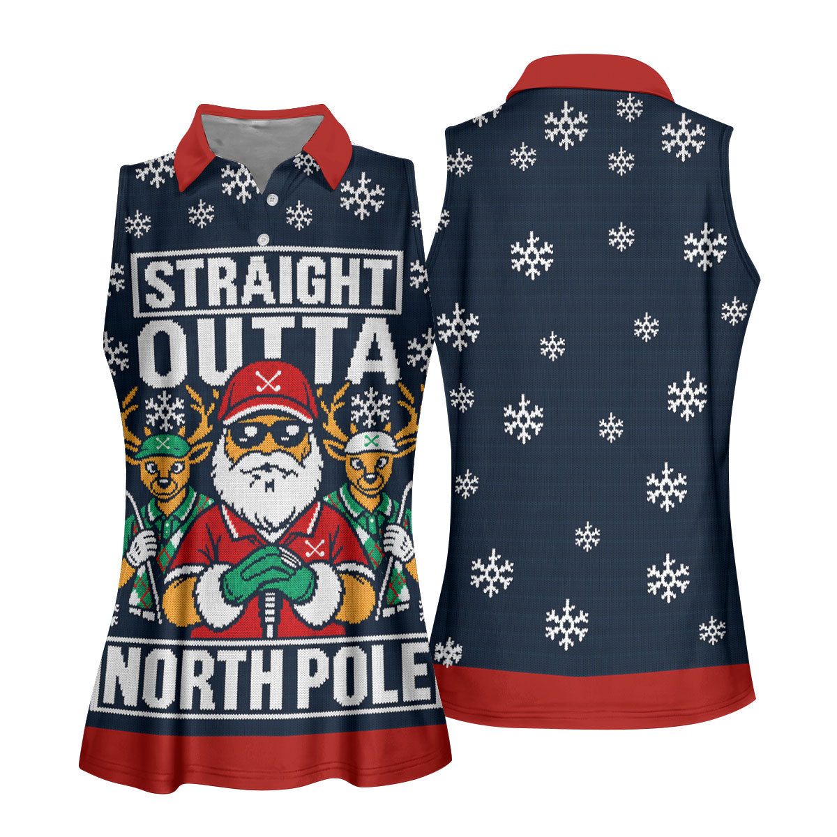Straight Outta North Pole Christmas Golf Shirt, Womens Golf Tops, Ladies Golf Apparel
