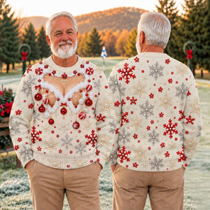 White Ornament Lace Ugly Christmas Sweater, Christmas Gifts, Holiday Party Sweater