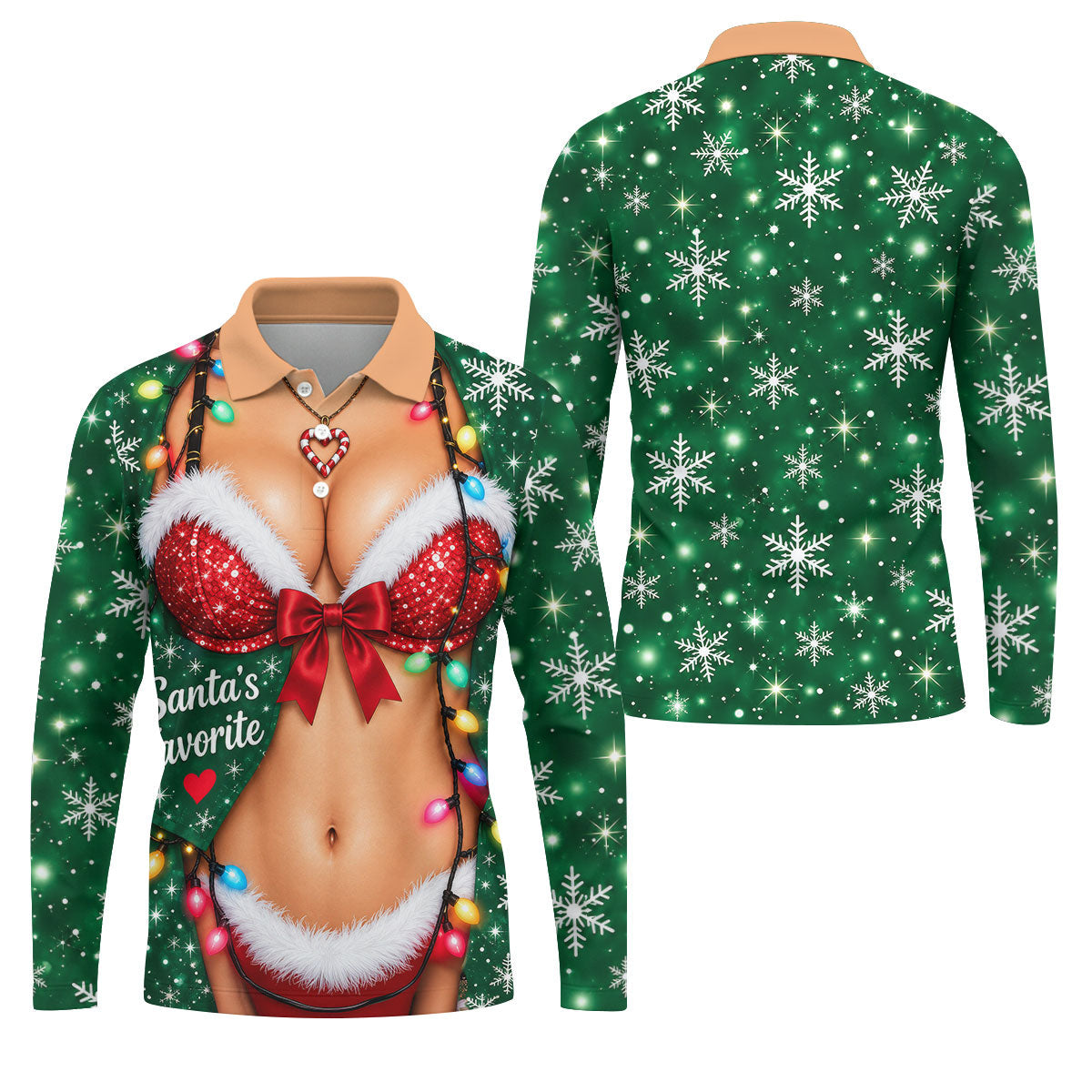 Santa's Favorite Bikini Christmas Golf Shirt, Golf Gifts For Men, Golf Polo For Men