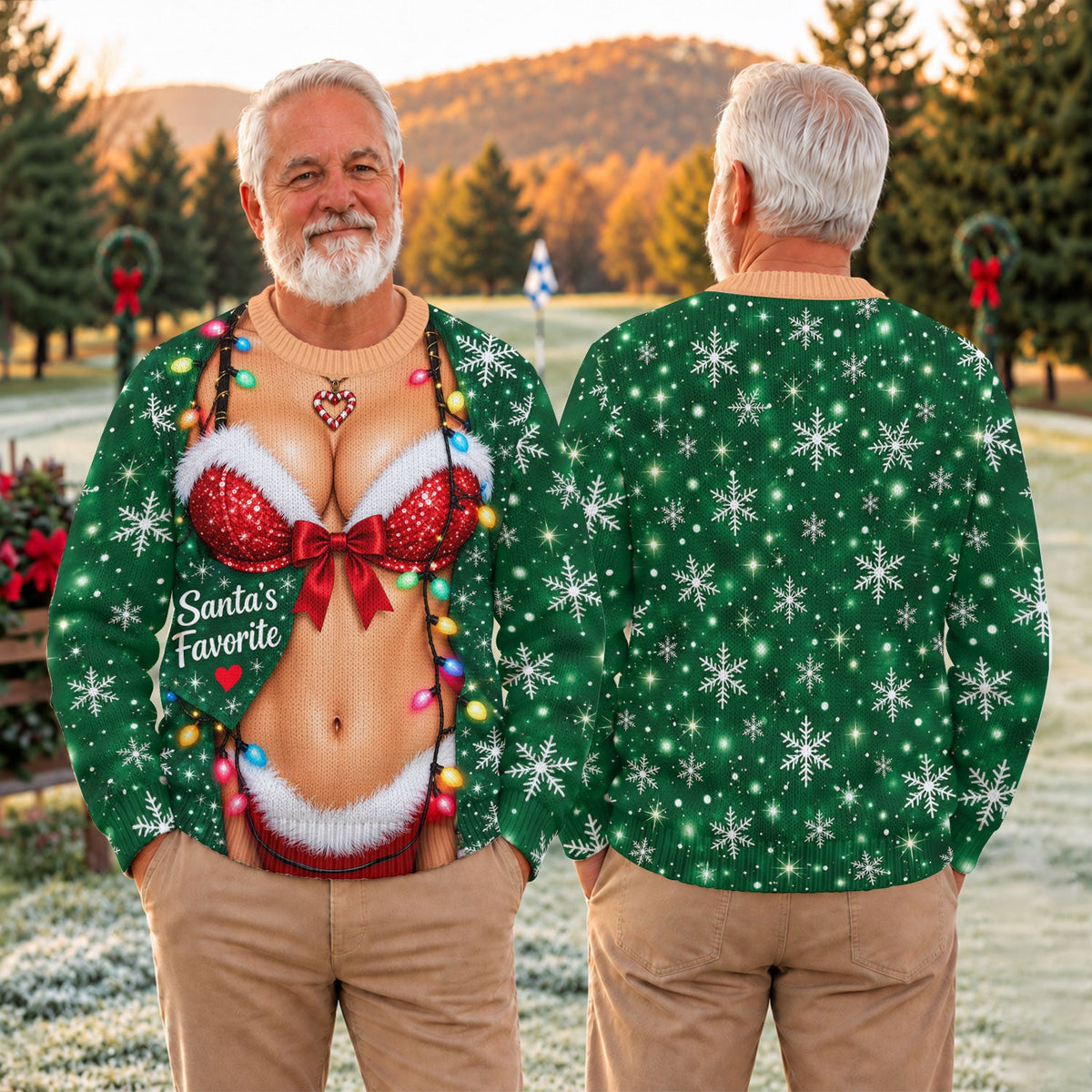 Santa's Favorite Bikini Ugly Christmas Sweater, Christmas Gifts, Golf Lover Gifts