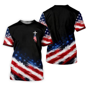 Veteran Cross USA Flag Golf Polo Shirt, Veterans Day Golf Shirt, Golf Shirts For Men
