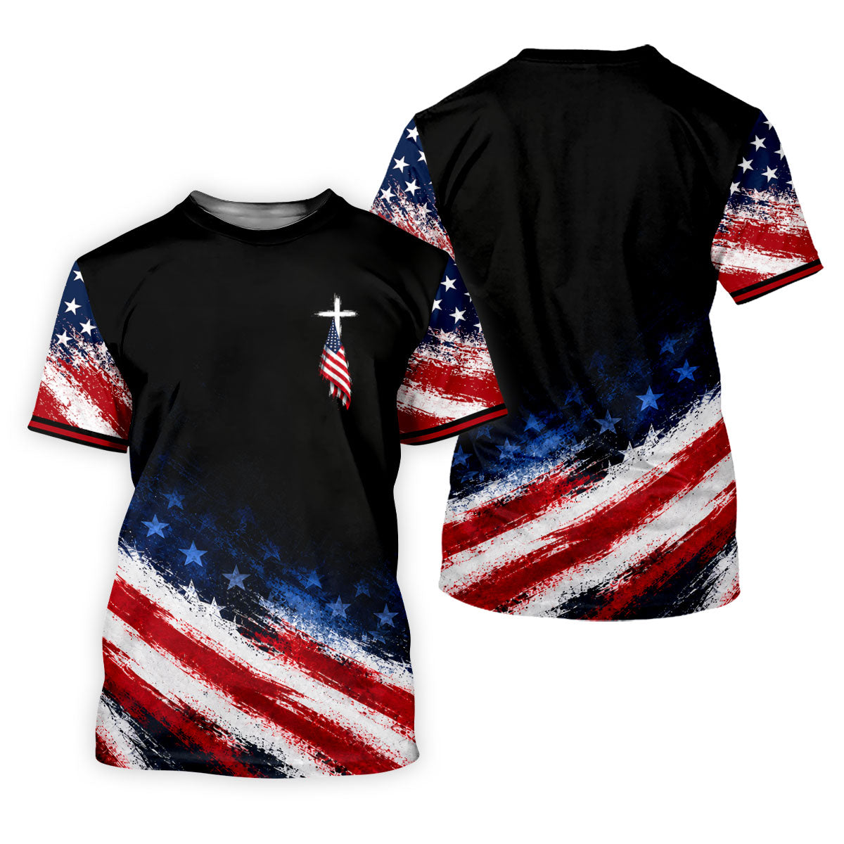 Veteran Cross USA Flag Golf Polo Shirt, Ladies Golf Shirts, Veterans Day Golf Shirt