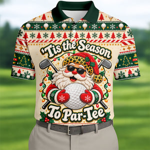Tis The Season To Par-Tee Christmas Golf Shirt, Mens Golf Polo, Golf Shirts For Men