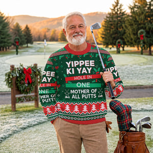 Ugly Christmas Sweater Yippee Ki Yay Hole In One, Golf Lover Gifts, Christmas Gifts
