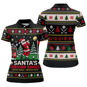 Santa Driving Range Christmas Golf Shirt, Ladies Golf Shirts, Womens Golf Apparel