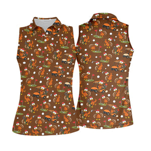 Golfgiving Turkey Cart Thanksgiving Golf Shirt, Womens Golf Tops, Ladies Golf Shirts