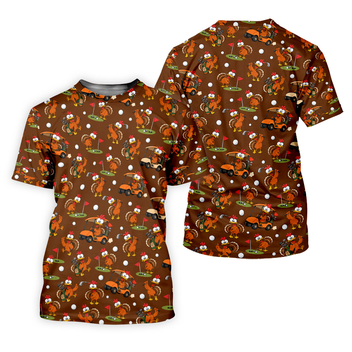 Golfgiving Turkey Cart Thanksgiving Golf Shirt, Womens Golf Tops, Ladies Golf Shirts