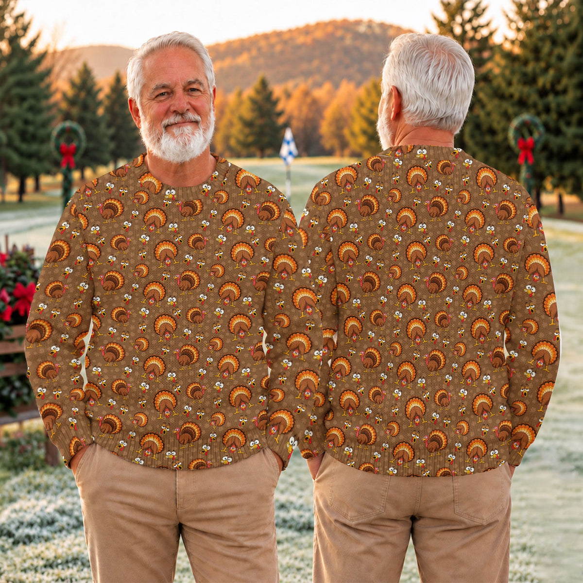 Ugly Christmas Sweater Thanksgiving Fan Turkey, Ugly Sweater Party, Golf Lover Gifts