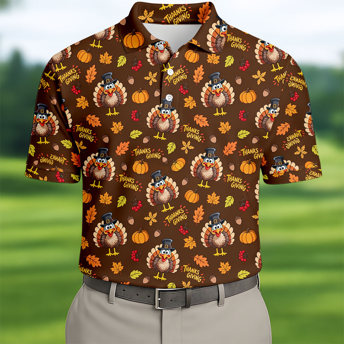 Pilgrimgiving Thanksgiving Golf Shirt, Golf Shirts For Men, Funny Mens Golf Shirts