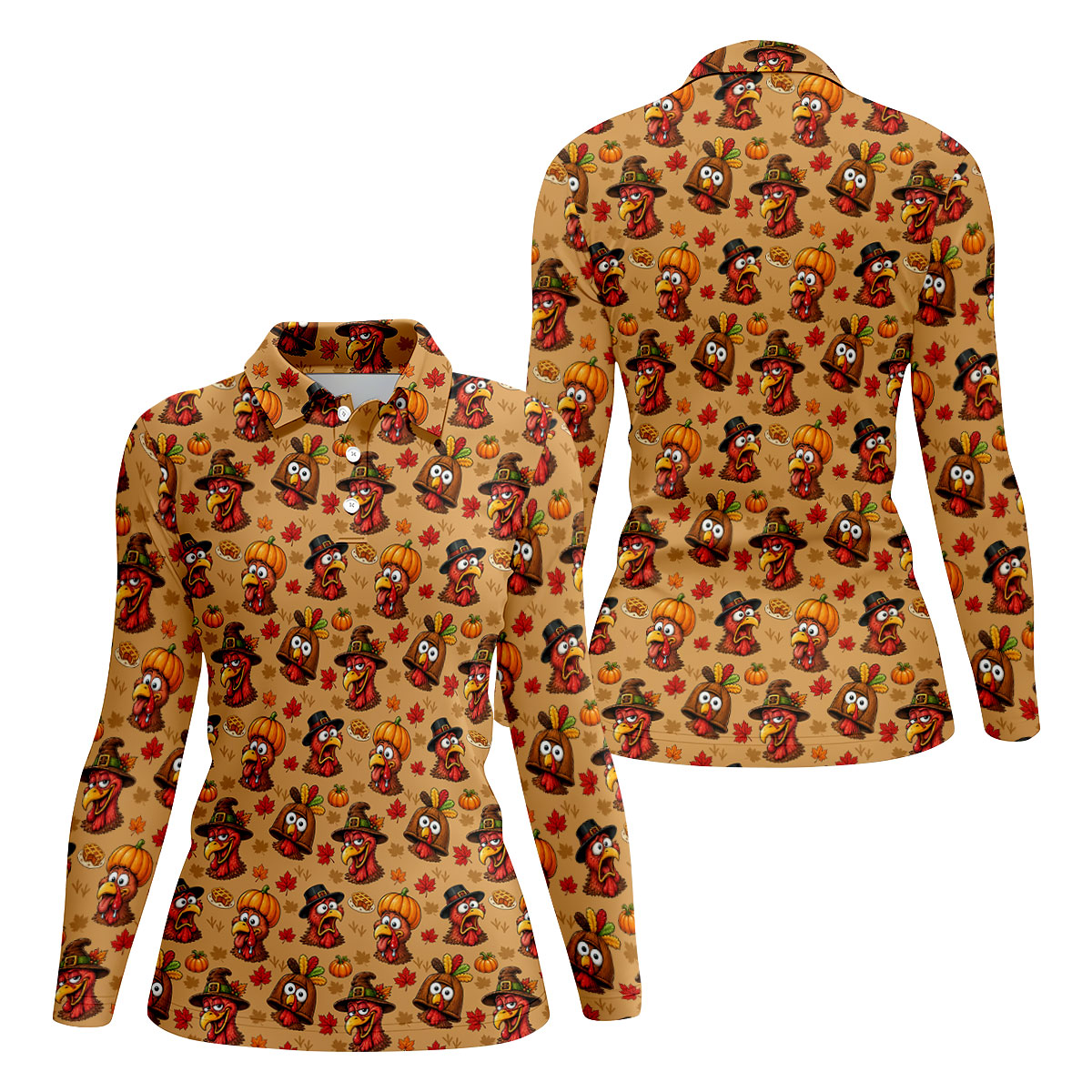 Pumpkingiving Thanksgiving Golf Shirt, Womens Golf Apparel, Womens Golf Clothing