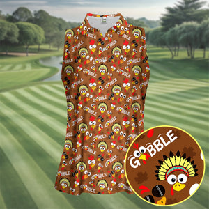 Gobblegiving Thanksgiving Golf Shirt, Womens Golf Apparel, Golf Shirts For Women