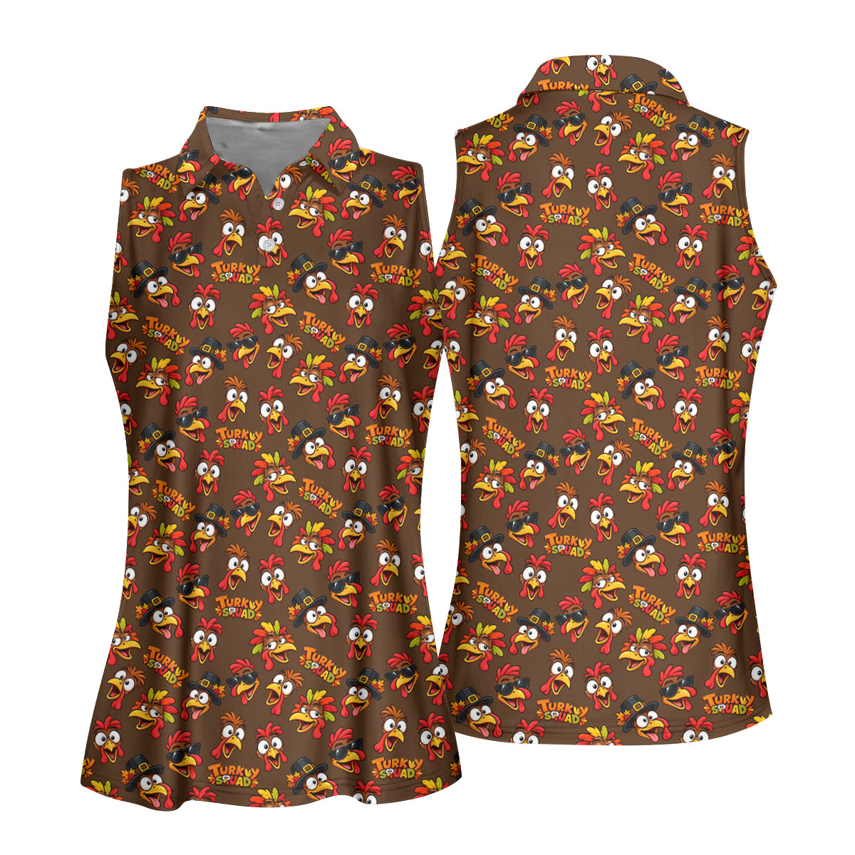 Turkey Squadgiving Thanksgiving Golf Shirt, Womens Golf Tops, Womens Golf Apparel