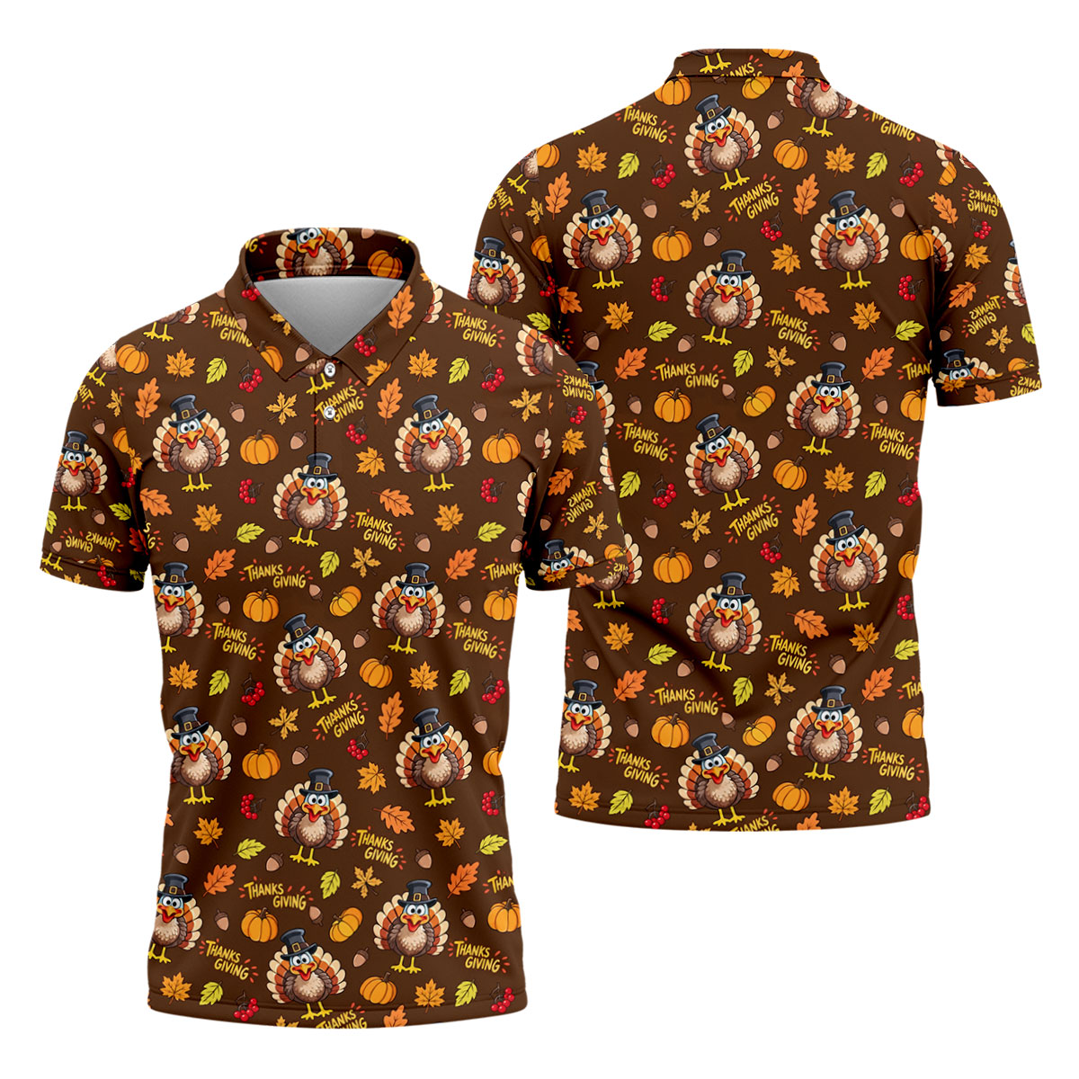 Pilgrimgiving Thanksgiving Golf Shirt, Golf Shirts For Men, Funny Mens Golf Shirts