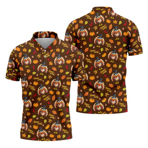 Pilgrimgiving Thanksgiving Golf Shirt, Golf Shirts For Men, Funny Mens Golf Shirts