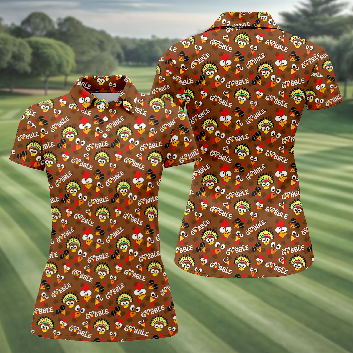 Gobblegiving Thanksgiving Golf Shirt, Womens Golf Apparel, Golf Shirts For Women
