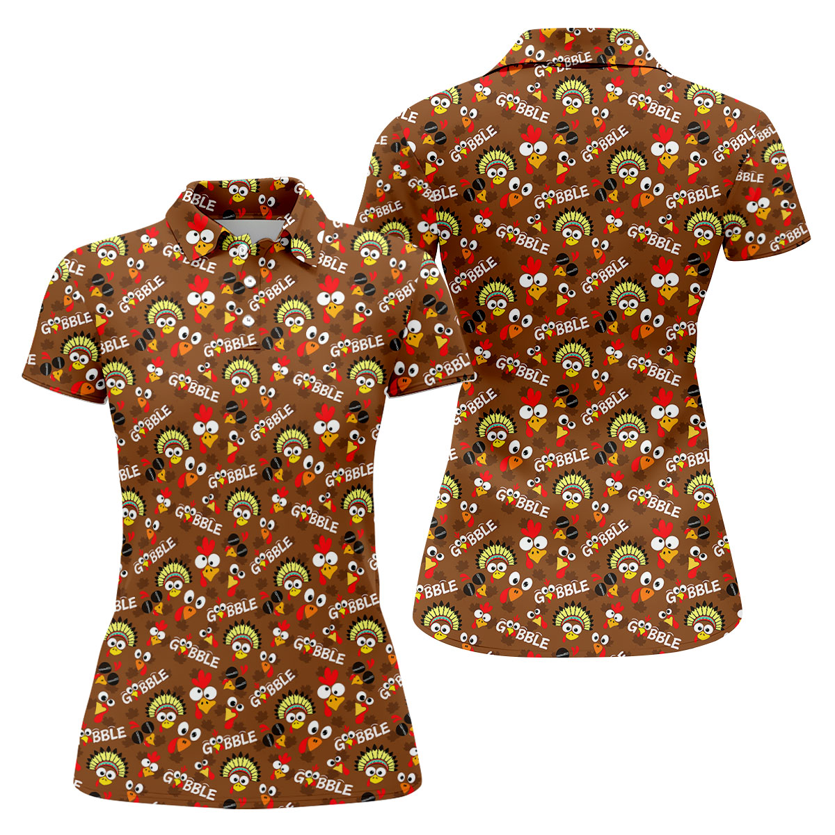 Gobblegiving Thanksgiving Golf Shirt, Womens Golf Apparel, Golf Shirts For Women