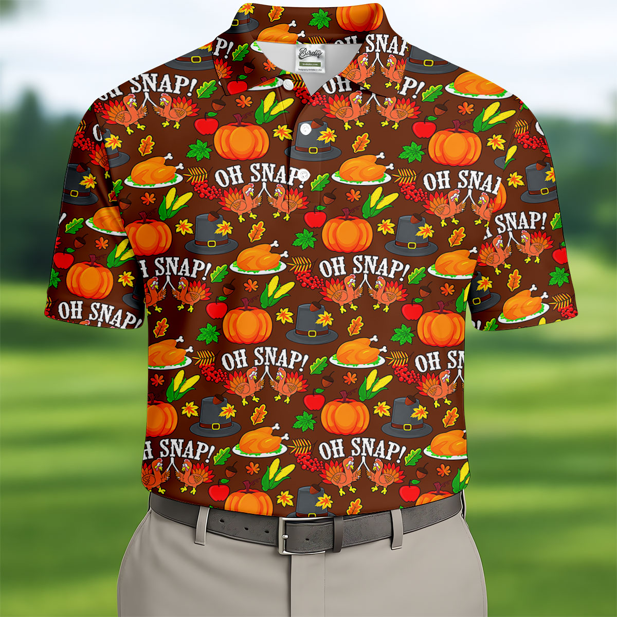 Thanksgiving Oh Snap Pumpkin Golf Shirt, Mens Golf Polo, Mens Holiday Golf Shirts