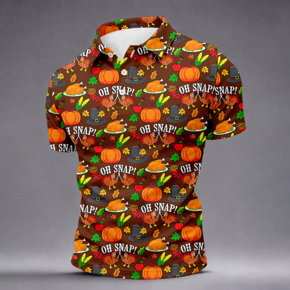 Thanksgiving Oh Snap Pumpkin Golf Shirt, Mens Golf Polo, Mens Holiday Golf Shirts