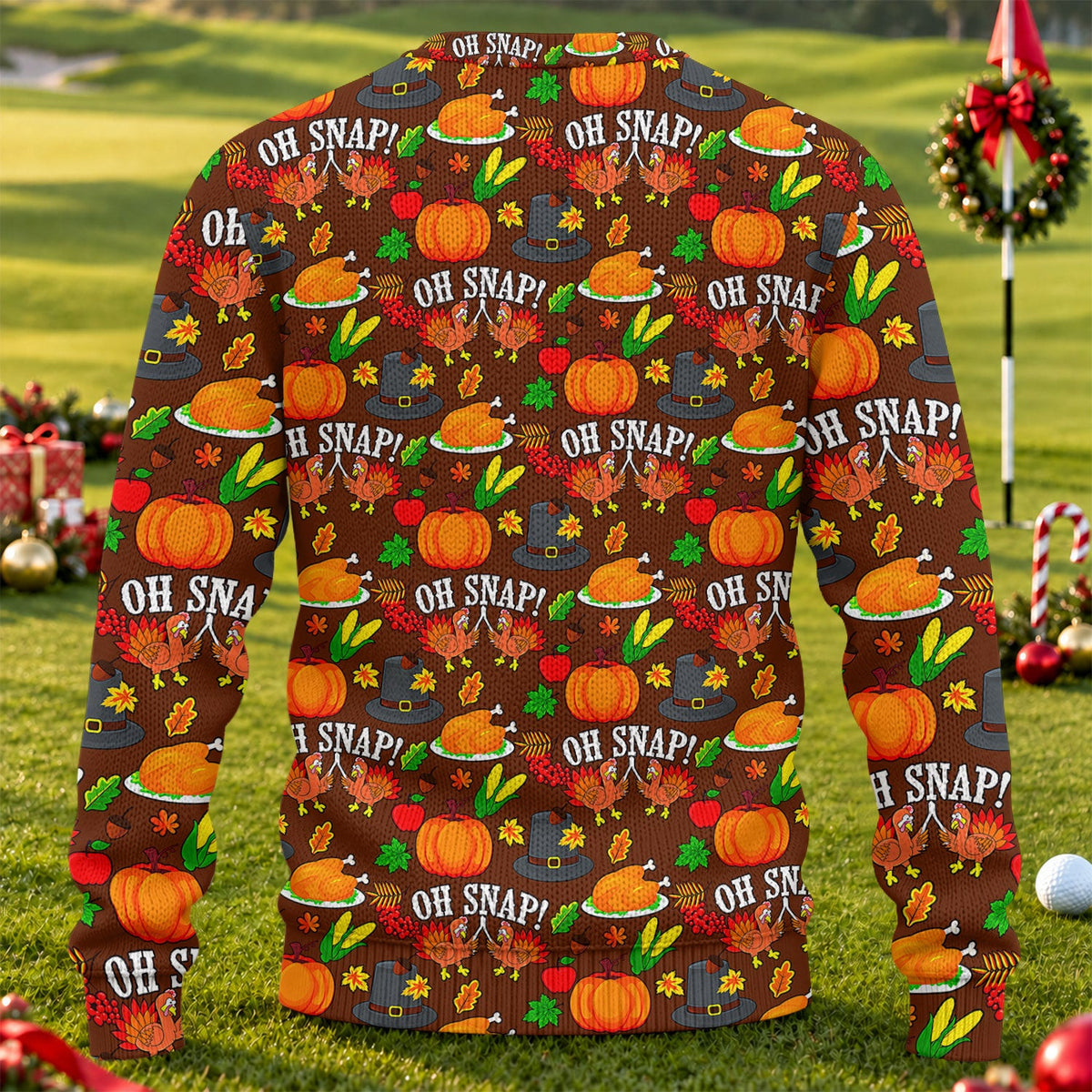 Ugly Christmas Sweater Thanksgiving Oh Snap, Ugly Sweater Party, Christmas Golf Gift