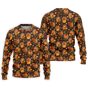 Thanksgiving Turkey Medallion Golf Shirt, Mens Golf Polo, Funny Mens Golf Shirts